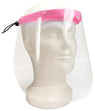 Urhome Gesichtsschutz aus Kunststoff - Gesichtsschutzmaske Gesichtsvisier Schutzmaske Visier Face Shield | 20 x Visier + Halter in Pink