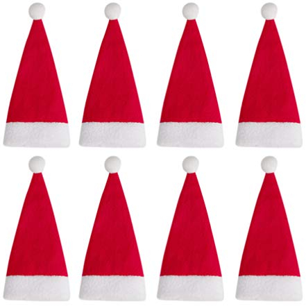 BESPORTBLE 24 Stück Mini Weihnachtsmann Hut Weihnachtsmütze Besteck Veranstalter Tasche Weinflaschenverschluss Tasche Schneider Gabeln Abdeckungen Tasche für Küchenparty Home Decoration