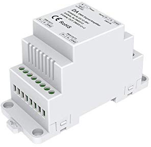 YULED DA-2DMX 2-Kanal DMX512 Splitter für die Hutschiene, Funktionsweise: DMX & PWM Signal - Verstärker, zwei DMX-Ausgänge 12-36V DC, IP20, Digitalcontroller & Hutschienenmontage, 0.5-2.5mm²