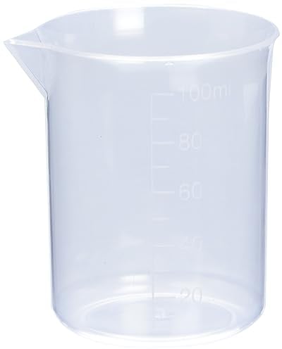 Rayher 34457000 Verre doseur, bécher gradué, 100ml, 1 pce, plastique blanc transparent, rigide, 52mm ø, 60x72mm, mesure de liquide, graduations en ml, multi-usage, Stable