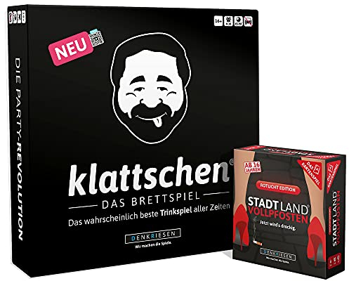 DENKRIESEN - Party Pack 2 - SLV-Kartenspiel ROTLICHT Edition & klattschen BRETTSPIEL - das wahrscheinlich Beste Party Pack Aller Zeiten