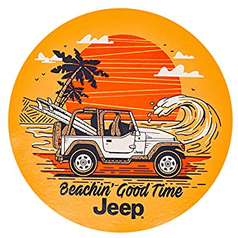 Jeep Beachin Good Time - Adesivo in vinile (cerchio da 10 cm)