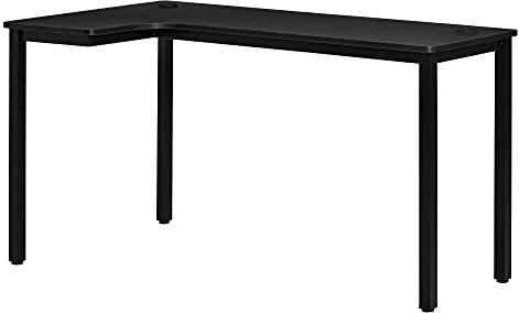 HOMCOM L-Shaped Gaming Desk, Computer Corner Desk, Home Office Workstation with Cable Management, 145 x 81 x 76cm, Black, Left