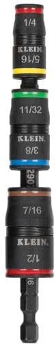 Klein Tools 32907 Impact Driver, 7-in-1 Impact Flip Socket Set, 6 Hex Driver Sizes plus a 1/4-Inch Bit Holder