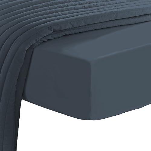 Pizuna 800 Fadenzahl Baumwolle spannbettlaken 170x200-180x200 cm Dunkel Blau, 100% Langstapelige Spannbetttuch, Weiche Mako Satin-Webart passt bis zu 40cm Matratzenhöhe (100% Baumwolle bettlaken)