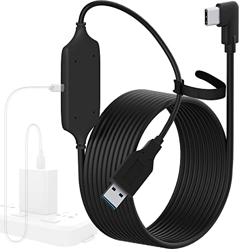 Kuject Design 16FT Link Cable for Meta Quest 3/2/ Pico 4, with Separate Charging Port for Ultra-Durable Power, USB 3.0 Type A to C Cable for VR Headset Accessories and Gaming PC