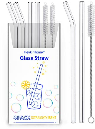 HeykirHome 4-Pack Reusable Glass Straw