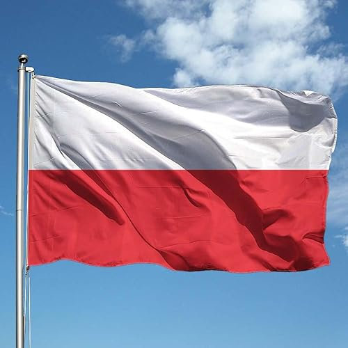 Bandiera POLONIA 90x150 cm in poliestere, con doppia piega perimetrale e asola.