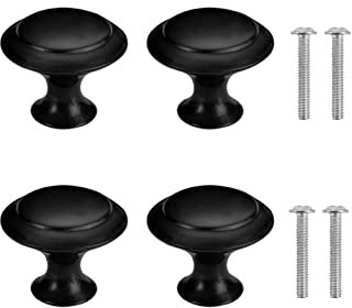 Yesmin 4 Piece Cabinet Door Knobs,Cupboard Drawer Door Knob for Kitchen Furniture Cabinet Knob with Screws-Black(Medium)
