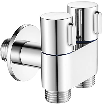 Doppeltes Steuerungswinkelventil, 1 in 2 Out Dual Control Ventil, Eckventil Kupfer Doppelauslassventil G1/2 für Küchenspüle Badezimmer Duschkopf Waschbecken WC Bidet