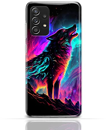 CoverHeld Hülle für iPhone 7 Handyhülle Schutzhülle aus Silikon TPU Softcase mit Motiv 3507 Heulender Wolf pink türkis Polarlichter