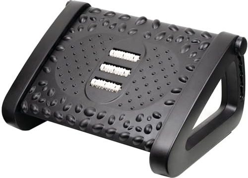Inselciso Höhenverstellbare Fußstütze Schreibtisch, Ergonomische Fußablage für Büro & Home Office, Massage Fußbank für Schreibtisch Gaming