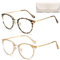 Cleoxyge Blaulichtfilter Brille Ohne Sehstärke für Damen-Herren,Metallrahmen Anti Blaulicht UV400-Schutz PC Gaming Mit Brillenetuis und Brillenputztuch (C007-2 Pack Champagner+ Leopard)