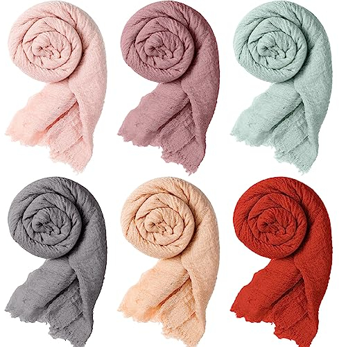 Geyoga Damen-Schal, Hijab-Schal, Baumwoll-Mischgewebe, für Jahreszeiten, 6 Stück, Lebendige Farben, Medium