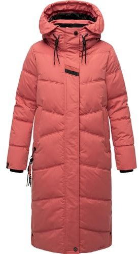 Navahoo Damen Wintermantel Warmer Steppmantel lang mit Kapuze Kuschelmausi S-XXL