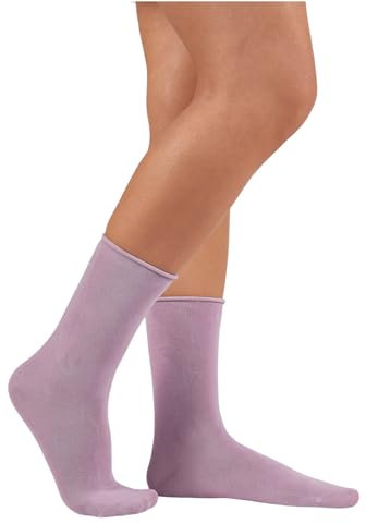alsestudio Calcetines para mujer, sin costuras, no elásticos, súper suaves, modales, ricos, paquete de 3 pares, tacto de seda, transpirables, 4-7 calcetines para mujer, Lila-3 pares, Talla única