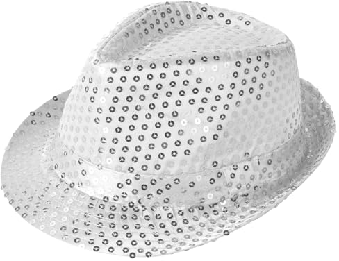 Aomig Sequin Hat, Glitter Jazz Caps for Adult, Sequin Fedora Hat for Party, Hip-Hop Sequin Hat Fancy Dress, Shiny Disco Hat for Hen Party Night Jazz Dancers Gangsters Rapper Cowboy Mardi Gras