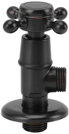 Winkel Absperrventil, Massives Messing Verdicktes Kalt und Heißdreieckventil Wasser Absperrventil für Badezimmer WC Waschtischzubehör(Schwarz)