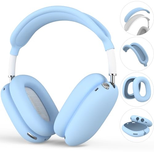 R-fun Funda de Silicona Compatible con Apple AirPods MAX 2020, Funda Antirrayas para Orejas/Cubierta para Auriculares/Cubierta para Diadema para AirPods MAX,Cielo Azul