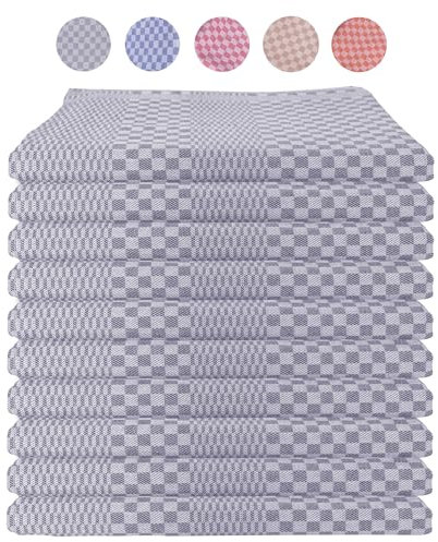 LEFUNDA® Lot de 10 Torchons de Cuisine Vaisselle De Qualité Supérieure 100% Coton, 220 GSM, Très Doux et Super Absorbant, Facile à Laver, 50x70cm (Gris, 10)