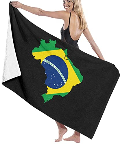 Strandtücher Flaggenkarte Von Brasilien Badetuch Groß Saugfähig Sandfest Handtuch Pflegeleicht Duschtuch Für Reise Sauna Strand 80x130cm