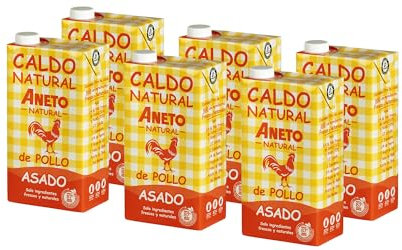 Aneto 100% Natural - Caldo de Pollo Asado - caja de 6 unidades de 1L