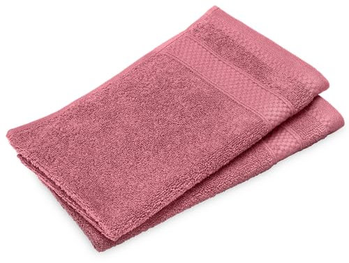 Lot de 2 Serviettes invité Coton 30x50cm NAÏA Rose Bois de Rose