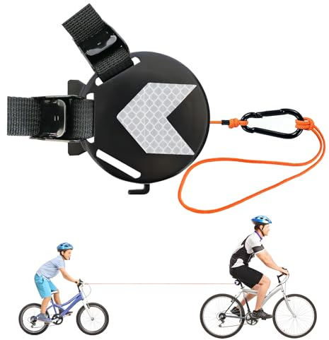 Bibykivn Corde de Remorquage Vélo pour Enfants, 2M Corde de Traction de Bicyclette Enfant/Adulte Rétractable, Ceinture de Traction de Bicyclette Compact pour Vélo,VTT,E-Bike