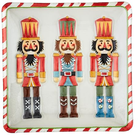 Mud Pie Platos y bandejas de cristal para cascanueces, 12 1/4 x 12 1/4 pulgadas, color rojo