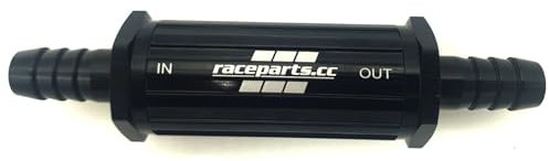raceparts.cc® Benzinfilter, 12 mm, Kraftstoff filter, Aluminium, schwarz, 30 Micron