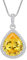 FJ Tropfen Halskette Damen 925 Sterling Silber Citrin Kette November Geburtsstein Anhänger Schmuck Geschenke für Frauen