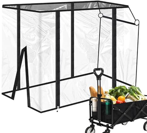 Campingwagen Regenschutz, Regenschutz Für Push Pull Wagen, Klappbaren Bollerwagen Regenschutz, Transparenter Regenverdeck Mit Doppeltem Reißverschluss Für Garten Picknick Wagen 92x52x73cm