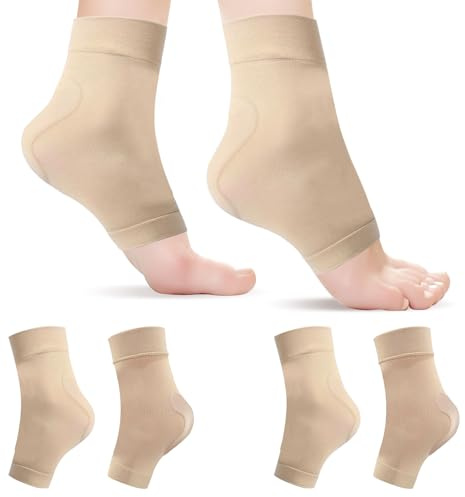 Modixun 2 Pairs Heel Protector Socks with Gel Pad, Achilles Tendon Padded Sleeve Skate Socks for Figure Skating, Roller, Boots, Shoes, Brace, Heel Protection Cushion, Heel