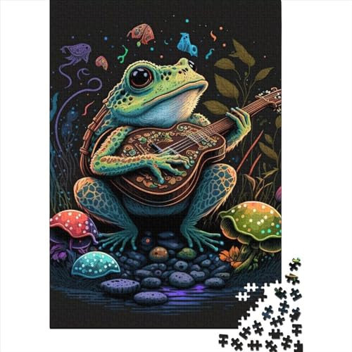 Puzzle für Kinder, Banjo spielender Frosch, 1000-teiliges Puzzle, Holzpuzzle für Kinder ab 18 Jahren, Familienaktivität, 1000 Teile (75 x 50 cm)