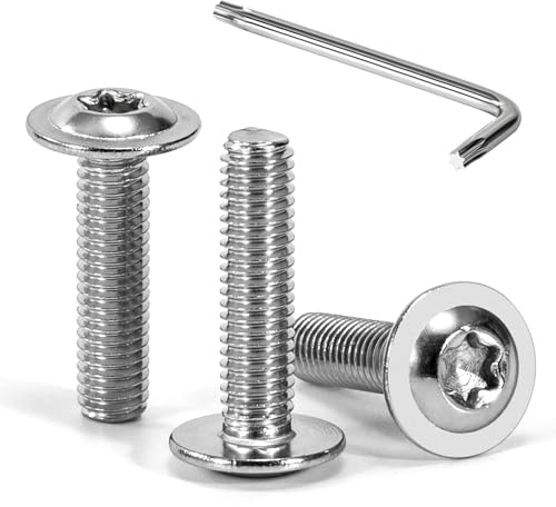 Tunejoy 30 Stück M5 x 20 mm Linsenkopfschrauben mit Flansch Trox Linsenkopfschraube Innensechskant Edelstahl A2 V2A Flanschschrauben Vollgewinde mit T25 Inbusschlüssel