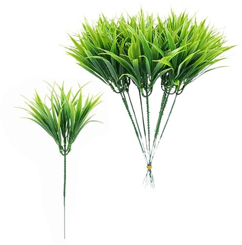ZHDOKA 10 Stück Künstliche Farne, 25,4 cm, Künstliche Farnblätter, Zweige, Grüne Kunststofffarne, Stängel, Grüne Farnsprays für den Außenbereich, für Tischdekoration, Terrasse,