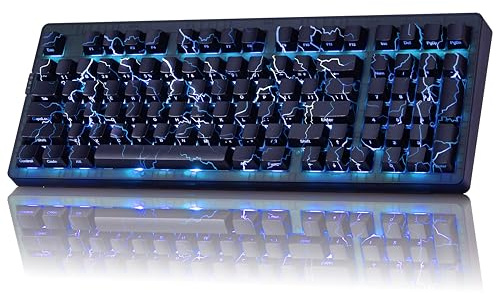 ZORNHER ZH980 Gaming Tastatur Kabellos, Mechanische Tastatur 95% mit Nummernblock, Wireless Keyboard Schwarz mit Lightning IMD PBT Keycaps, Creamy Linear Switches, Hot Swap, RGB Beleuchtung