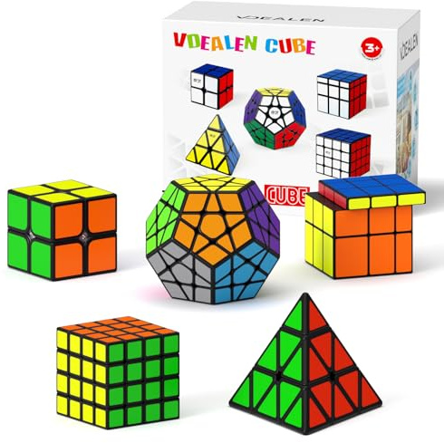 Vdealen Cubo Magico 2x2 4x4 Piramide Mirror Megaminx Magic Cube, Lisci Speed Cube Confezione da 5 per Principianti e Utenti Avanzati Cubo di Velocità, Regalo per Bambini Adolescenti Adulti