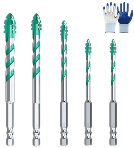 Juego de 4 brocas excéntricas de cuatro filos para azulejos, cerámica, madera, plástico, juegos de brocas para dientes de sierra, no para metal, precisos y duraderos (verde - 6/8/10/12 mm)