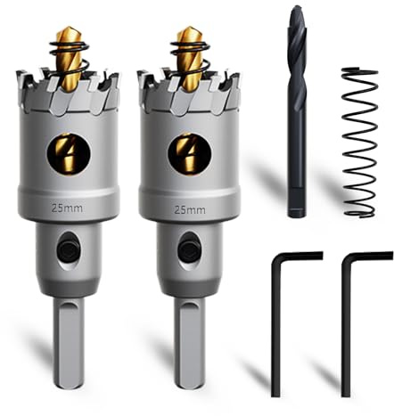 METOTY lochsäge metall，Hartmetall Lochsäge,Hartmetall Bohrer Metall tarke TCT Bohrer Set,mit Titan-Piloten und L-Wrench,für Stahl Eisen Aluminum Metall Hole Saw (25mm)
