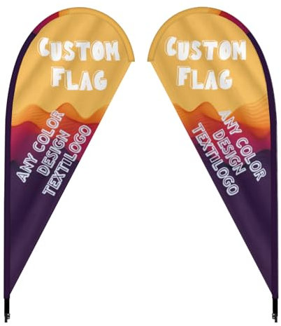 Benutzerdefinierte Teardrop Flaggen für Business & Event (nur Flagge), personalisierte Outdoor/Indoor Werbung Display Polyester Flaggenschild mit Logo/Text/Foto
