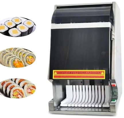 CAFIEDR Fully Automatic Sushi Cutting Machine 8/10/12 Cuts,Sushi Cutting Machine Make Different Shapes,with Removable Stainless Steel Blade,Sushi Roll Cutting Machine,8slices(12slices)