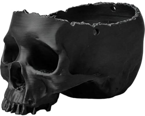 Dinntty Maceta Colgante De Calavera con Esqueleto Gótico De Halloween, Cesta Colgante para Plantas, Flores, Cabeza De Terror, Decoración De Pared