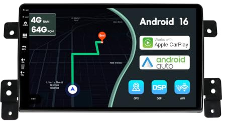 MSD 9 Pulgada 2G+64G Autoradio para Suzuki Grand Vitara (2005-2015) | Android 15 GPS Navigation Radio | CarPlay Android Auto Dab 4G Dual-Band WLAN Volante DSP | Cámara | 2 DIN IPS-2.5D Pantalla