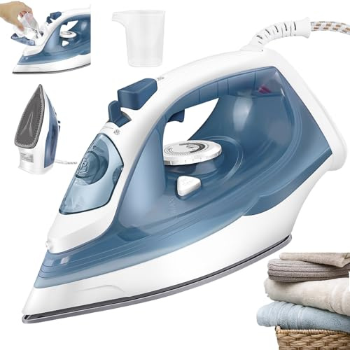 Steam Iron with 350ml Water Tank, 5 Adjustable Steam Settings, 2500W Non Stick Soleplate Steamer Irons, Lightweight Electric Vertical Steam Iron Self-Cleaning & Automatic Power-Off & & & Anti-Drip