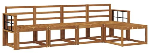 vidaXL Outdoor-Sofagarnitur 5 pcs Natur Massivholz Akazie, Moderner Garten-Sofa-Set, Robustes Lounge-Möbel für Terrasse und Patio, Akazie für den Garten