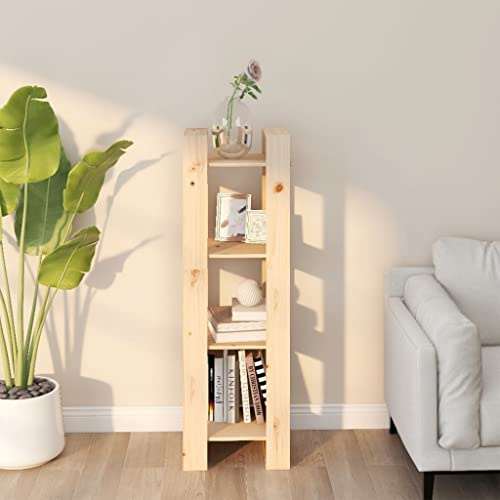 SooIarix Kiefer Massivholz Bücherregal, 41x35x125 cm Standregal, Unbehandeltes Holz, Vielseitiger Raumteiler, Rustikales Design für Wohnzimmer, Schlafzimmer, Büro