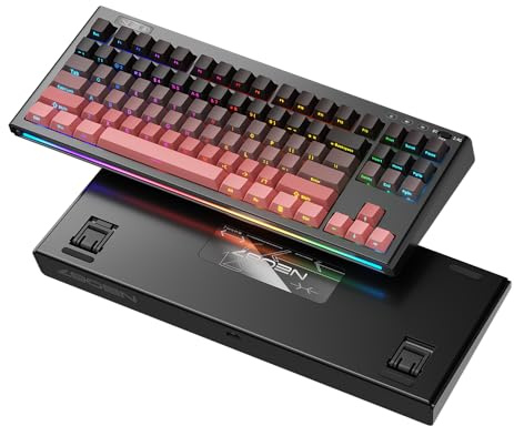 1ST PLAYER NEO87 Wireless TKL Mechanical Keyboard Gaming,80% Hot Swappable Custom Keyboard With 88Keys(87Keys Standard Layout+1*F13),RGB Side Light,2.4GHz/USB-C/BT5.0 (Rose Nebula)