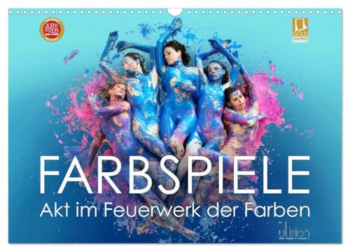FARBSPIELE - Akt im Feuerwerk der Farben (Wandkalender 2026 DIN A3 quer), CALVENDO Monatskalender: Bodypaintings, kunstvoller Aktfotografie (CALVENDO Erotik)