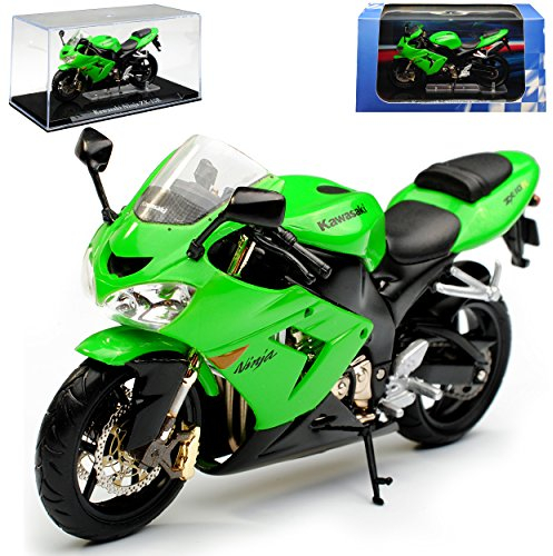 Atlas Kawasaki Ninja ZX-10R Grün mit Sockel und Vitrine 1/24 Modell Motorrad mit individiuellem Wunschkennzeichen